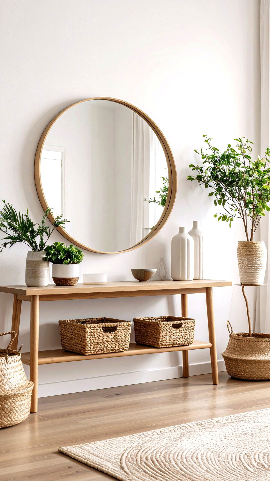 Anchor an Entry Console with an Oversized Mirror - 25 asymmetrical balance interior design ideas