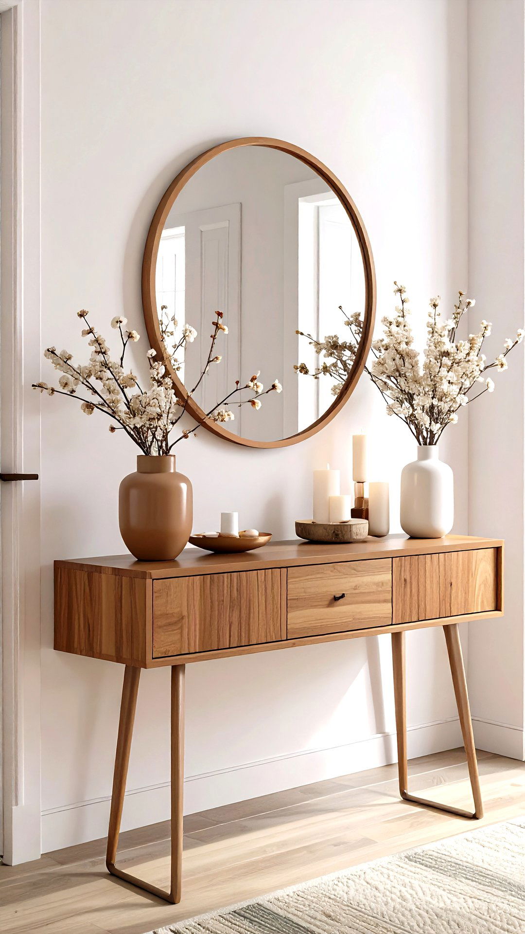 Anchor the Console Table with an Oversized Mirror - 25 console table decor ideas