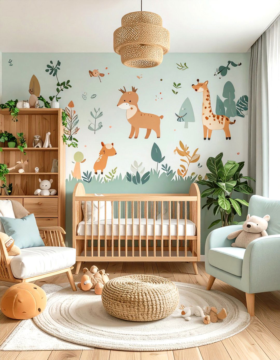 Animal Illustration Wallpaper Accent Wall - 25 nursery accent wall ideas