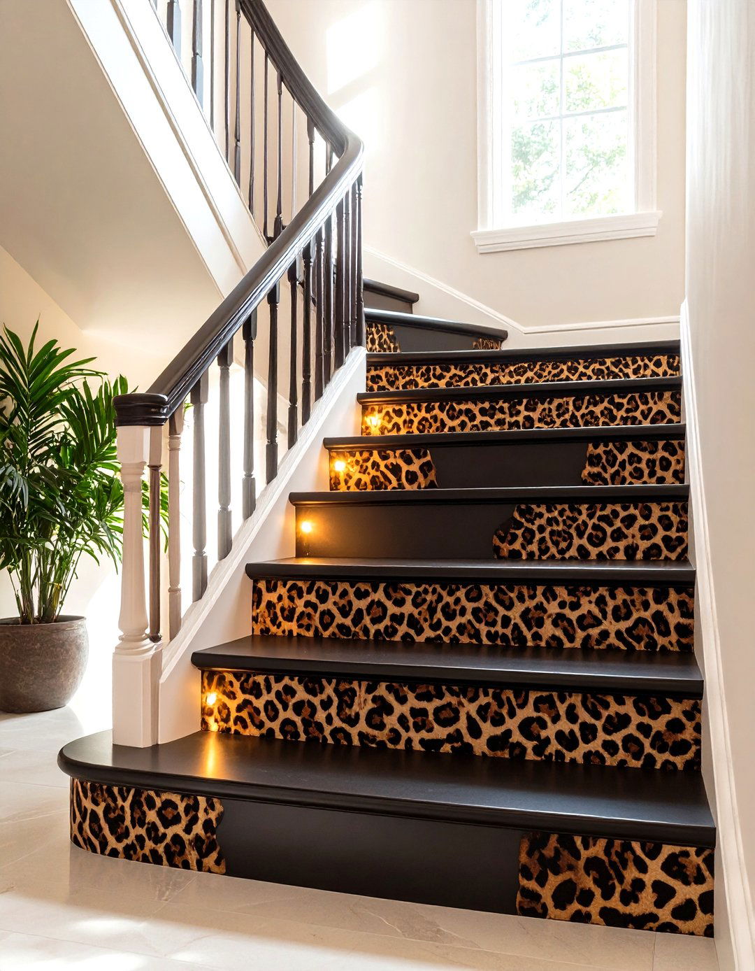 Animal Print Painted Stair Risers Go Wild - 25 painted stair ideas