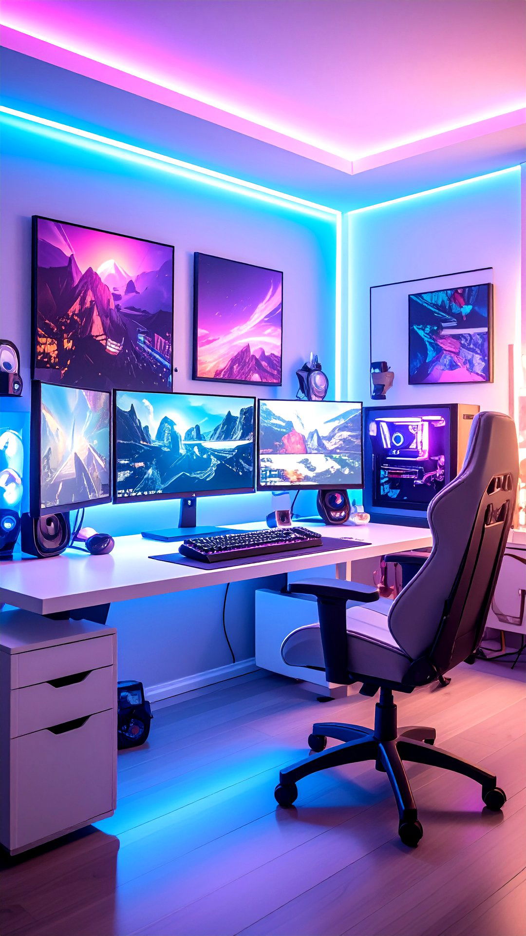Anime Room Minimalist White Battle Station - 25 anime room ideas