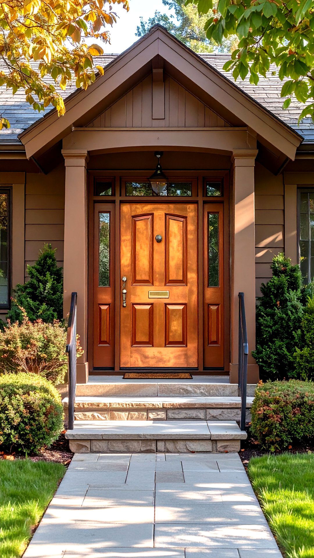 Antique Copper Front Door Reflects Rustic Brown House Charm - 25 brown house front door colors