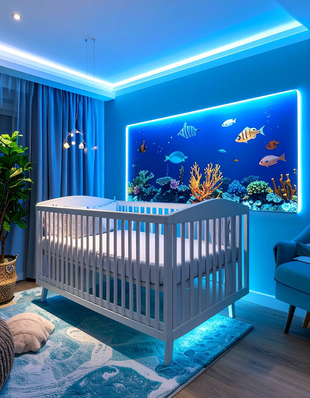 Aquarium Inspired LED Strip Lighting - 25 ocean-themed nursery ideas