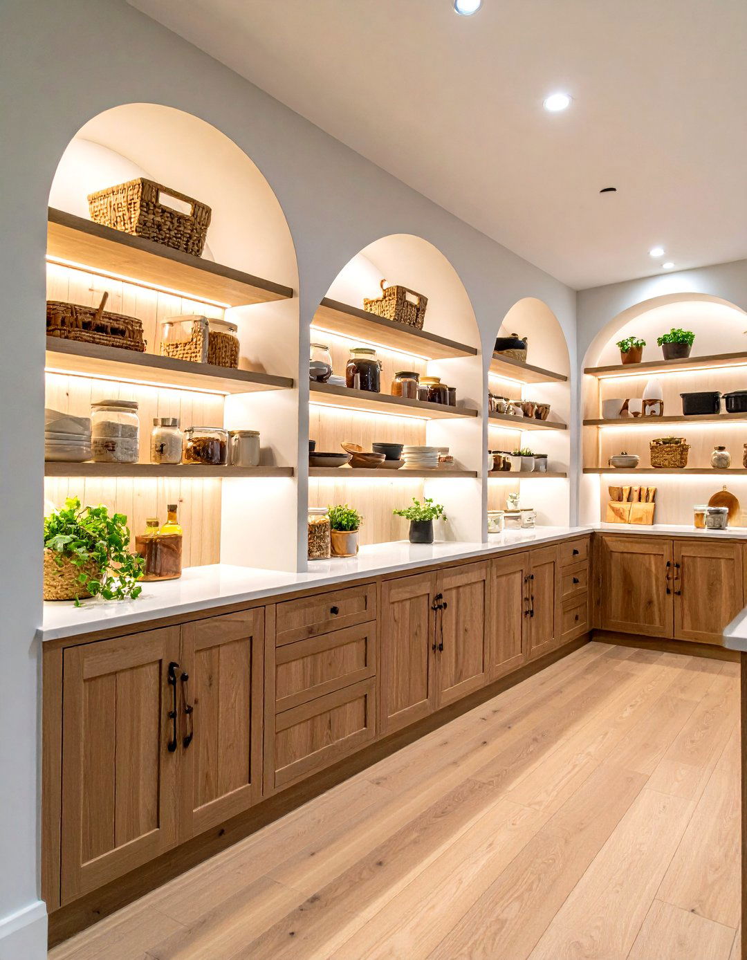 Arched Alcove Shelving Elevates a Butlers Pantry - 25 pantry shelving ideas