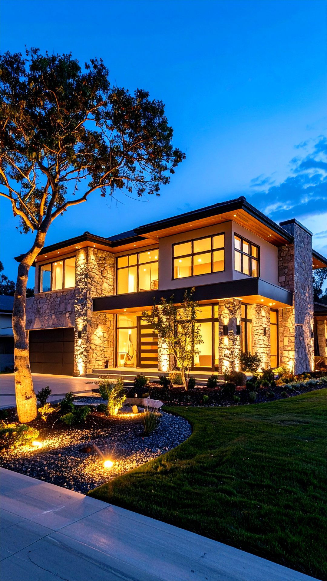 Architectural Uplighting Dramatically Showcases the House Exterior - 25 aesthetic house exterior ideas