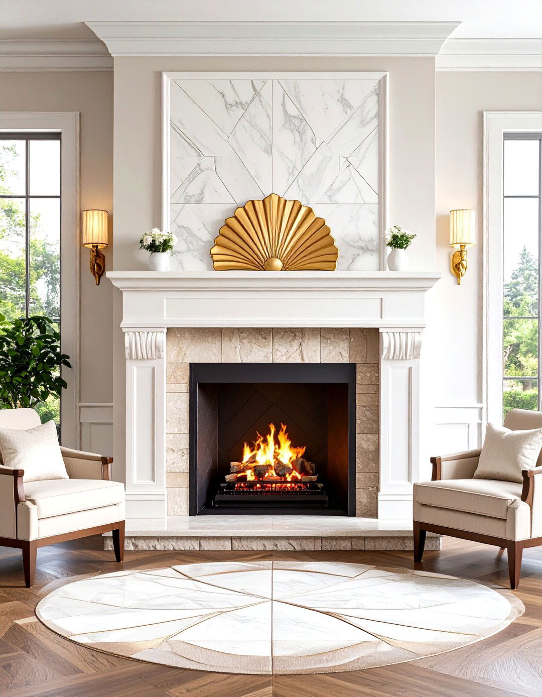 Art Deco Geometric Tile Fireplace Backsplash Honors Vintage Glam - 25 fireplace backsplash ideas