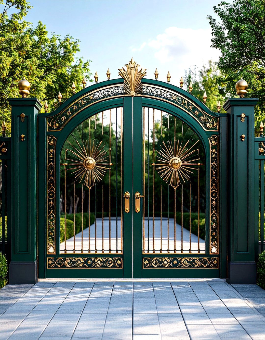 Art Deco Inspired Patterned Fence Gate - 25 Fence Gate Ideas