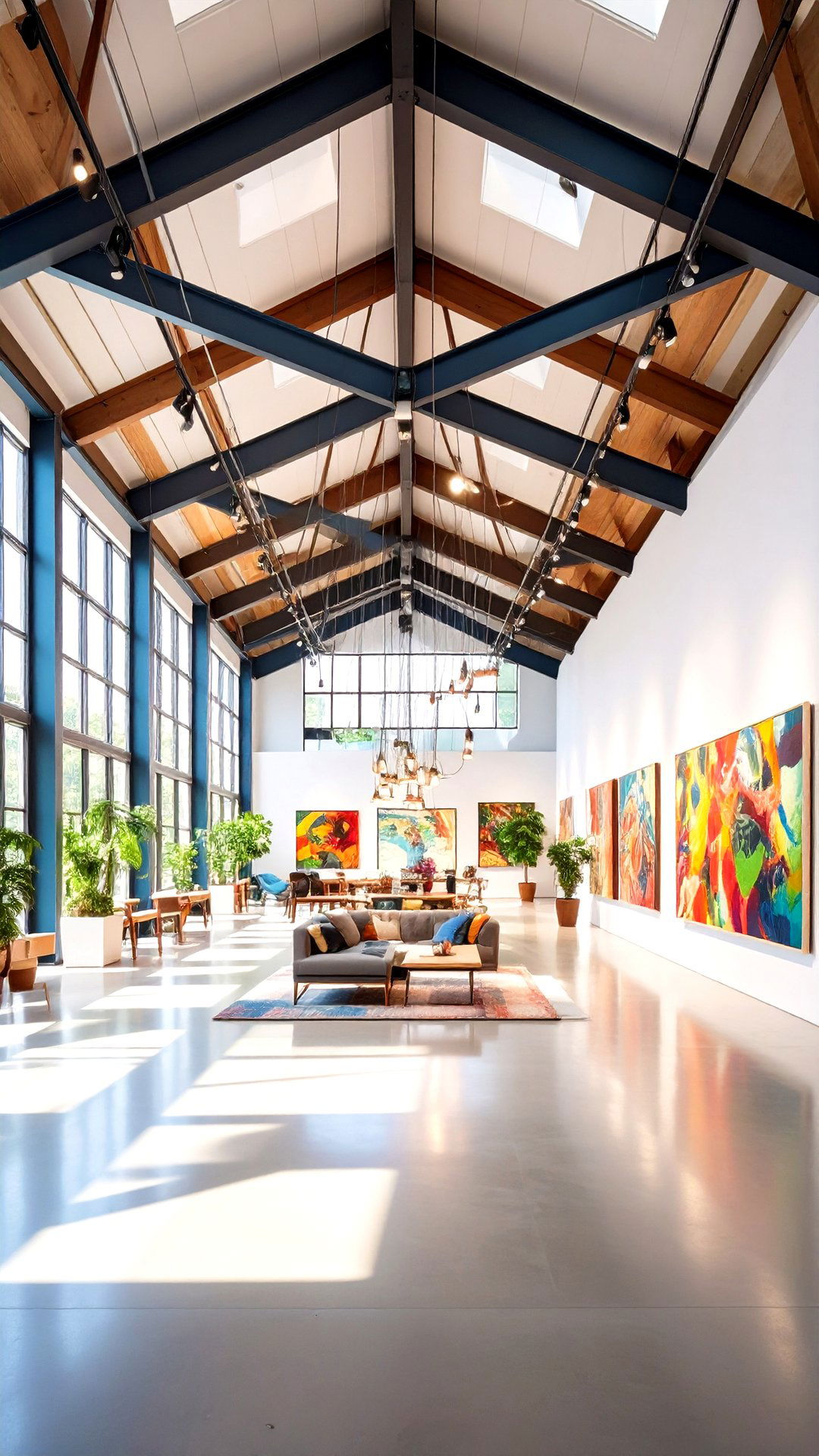 Art Gallery Track Along Cathedral Ceiling Beams - 25 cathedral ceiling ideas