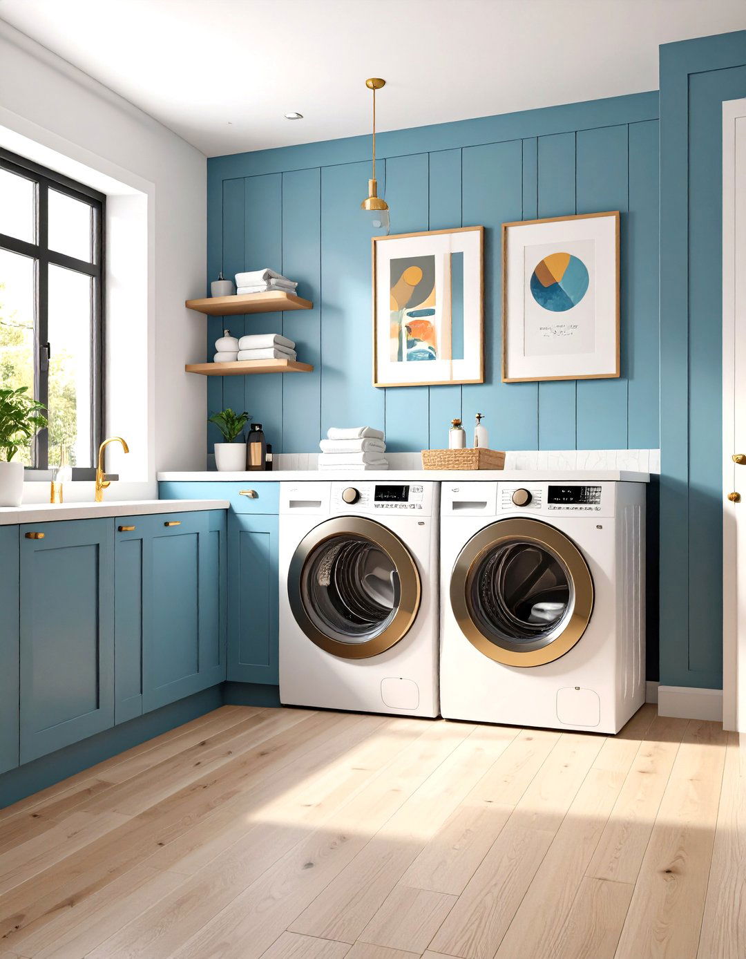 Art Gallery Wall Laundry Room - 25 dark & moody laundry room ideas