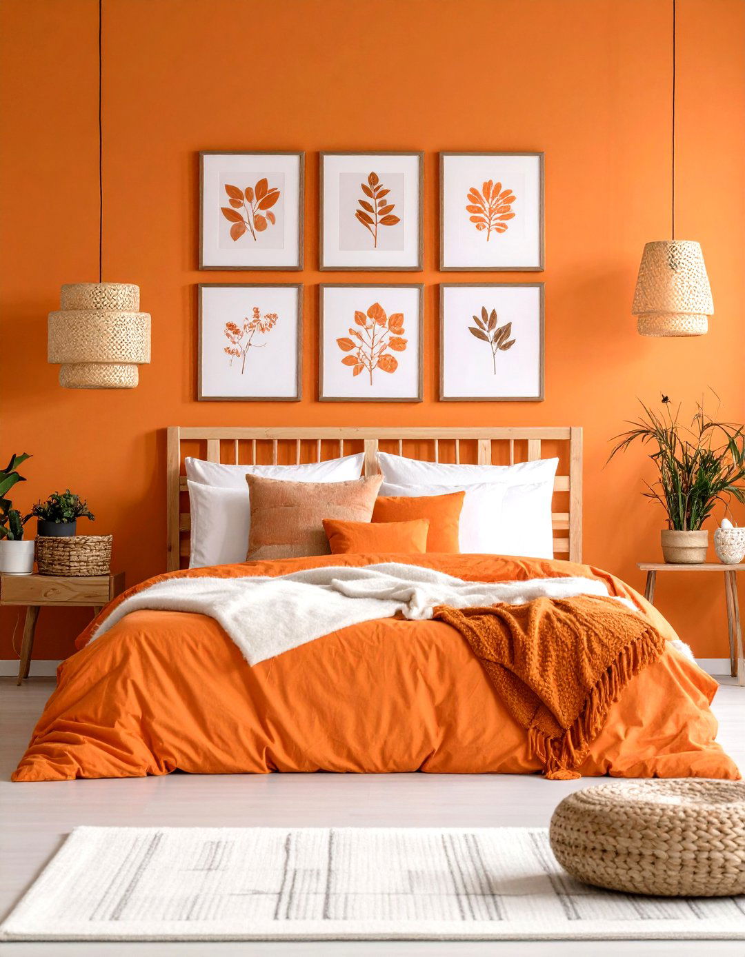 Art Gallery Wall as Focal Burst - 25 orange bedroom ideas