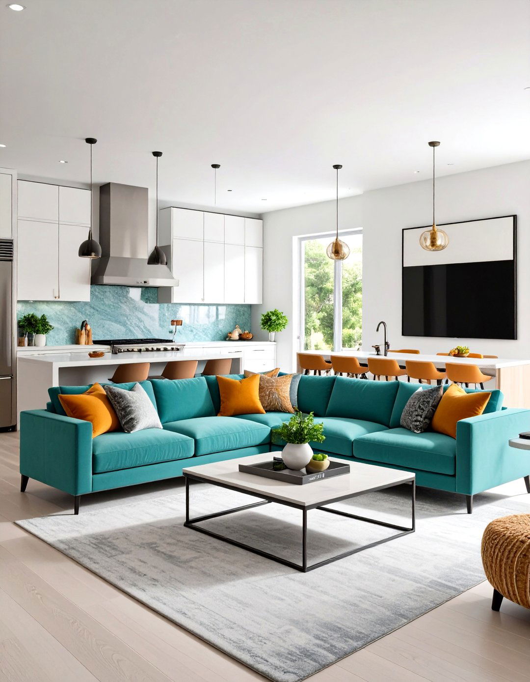 Art as Visual Anchor - 25 open kitchen living room ideas