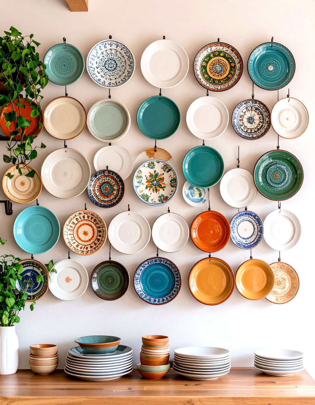 Artful Plate Walls Personalize a Boho Kitchen - 25 boho kitchen ideas