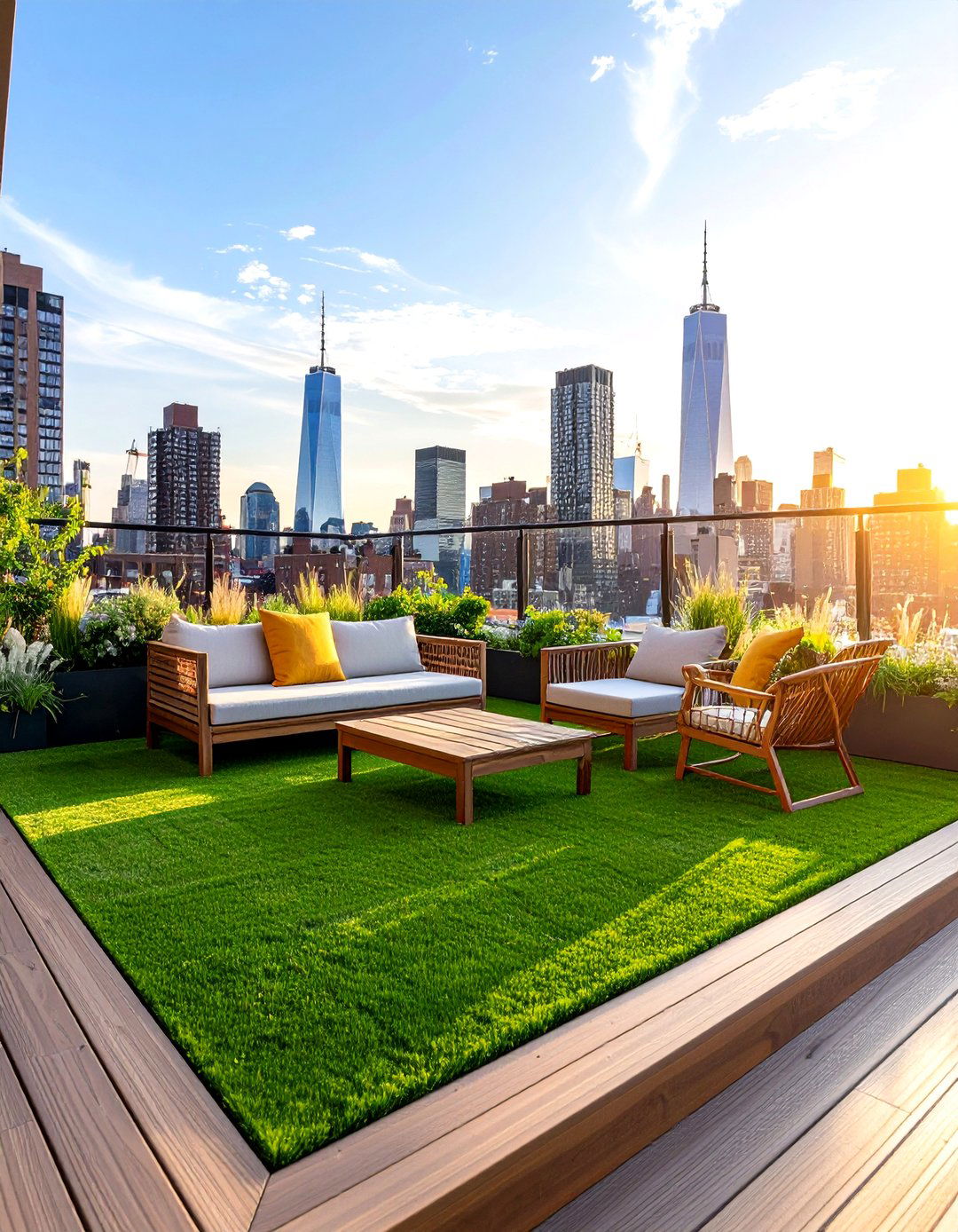 Artificial Turf Panels for a Soft Green Deck - 25 deck flooring ideas