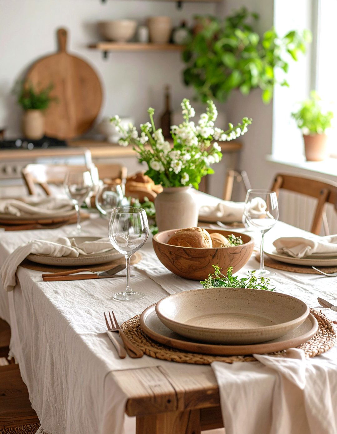Artisanal Earthenware Dining Table Setting - 25 dining table decor ideas