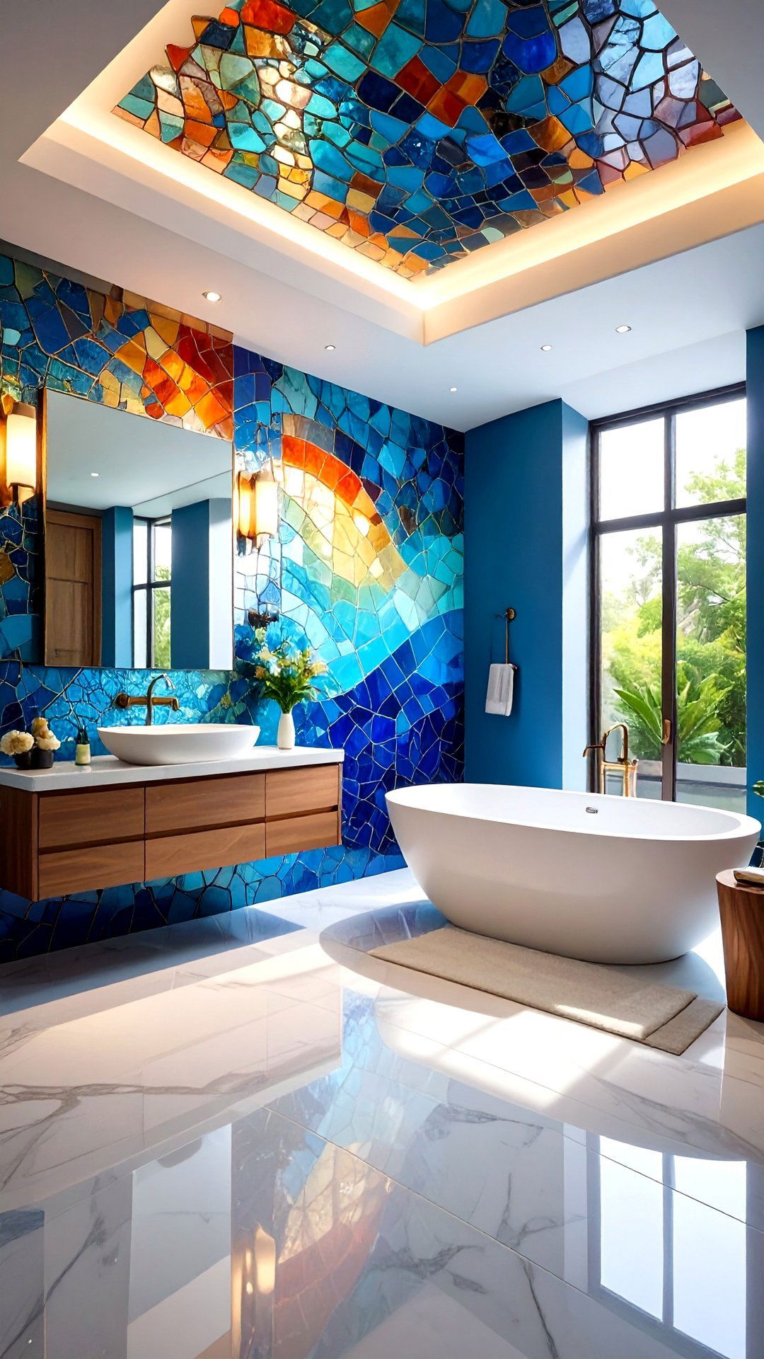 Artistic Bathroom Mosaic Accent Art - 25 aesthetic bathroom ideas