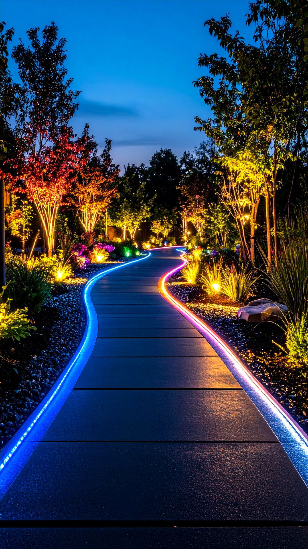Asphalt Walkway with Embedded LED Strips for High Tech Style - 25 asphalt walkway ideas