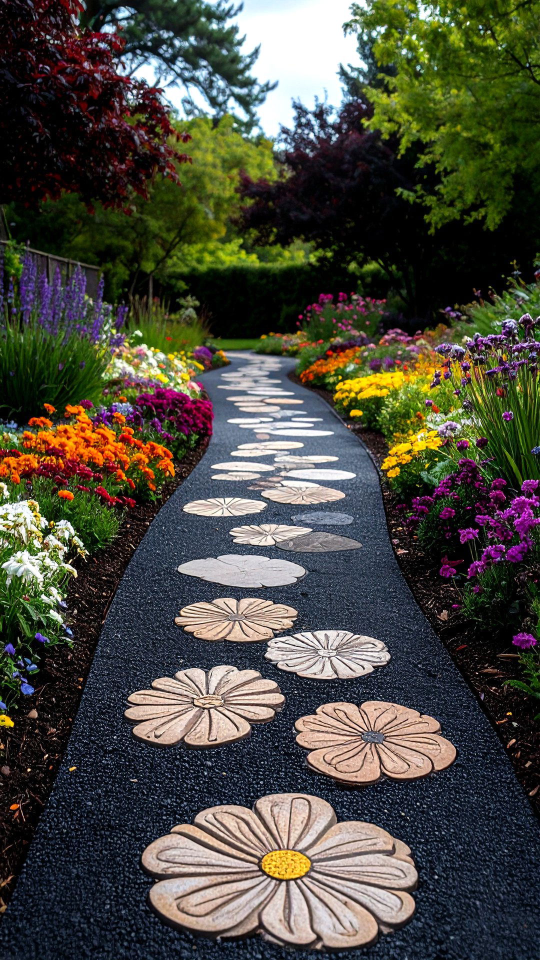 Asphalt Walkway with Stenciled Motifs for Artistic Flair - 25 asphalt walkway ideas