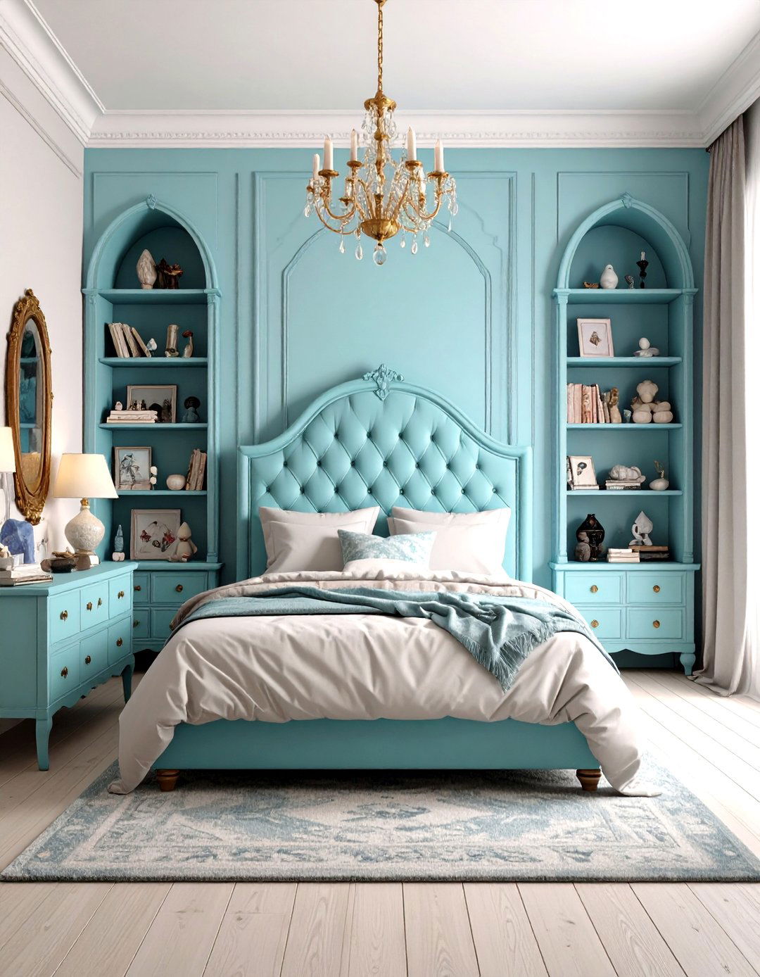 Baby Blue Coffin Shelf for Collectibles - 25 pastel goth bedroom ideas