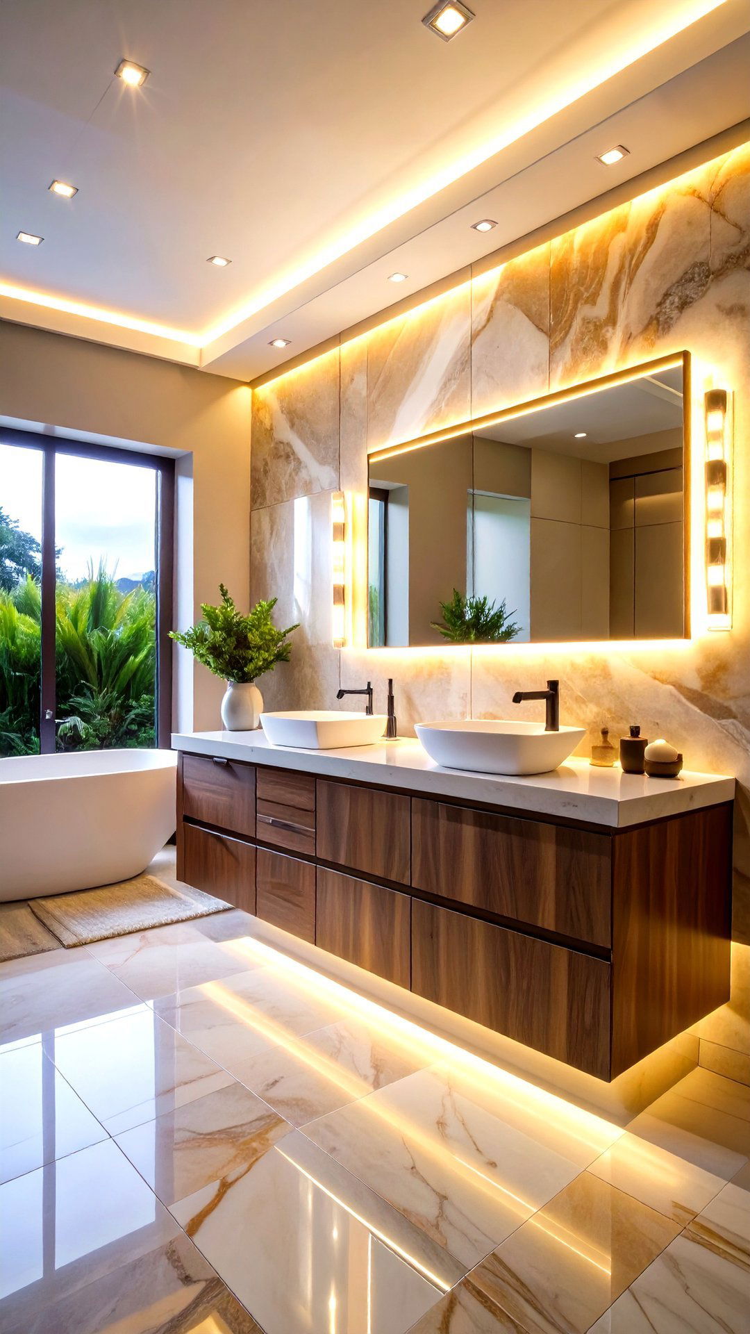Backlit Bathroom Backsplash Drama - 25 aesthetic bathroom ideas