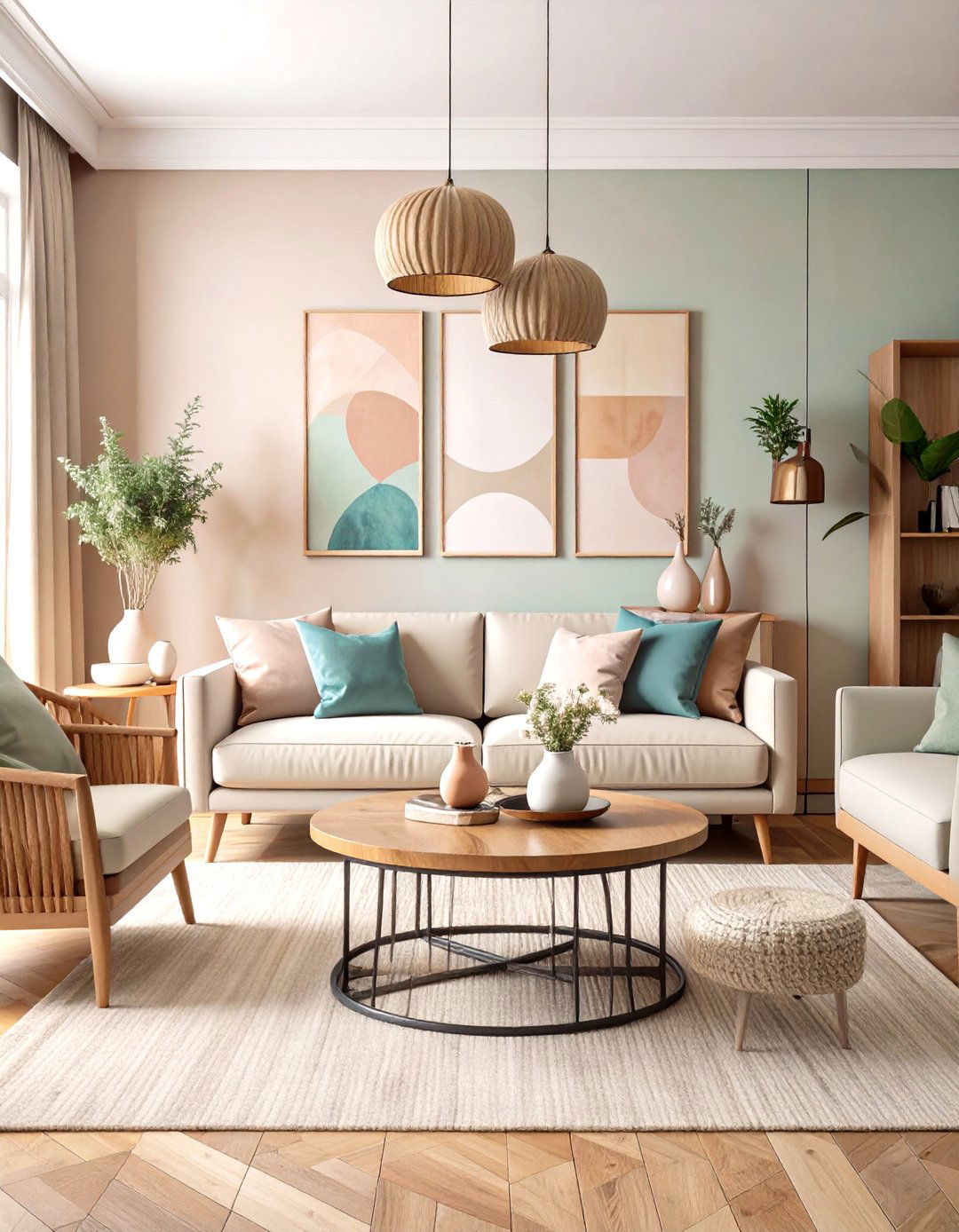 Balance Pastels with Neutrals - 25 pastel living room ideas