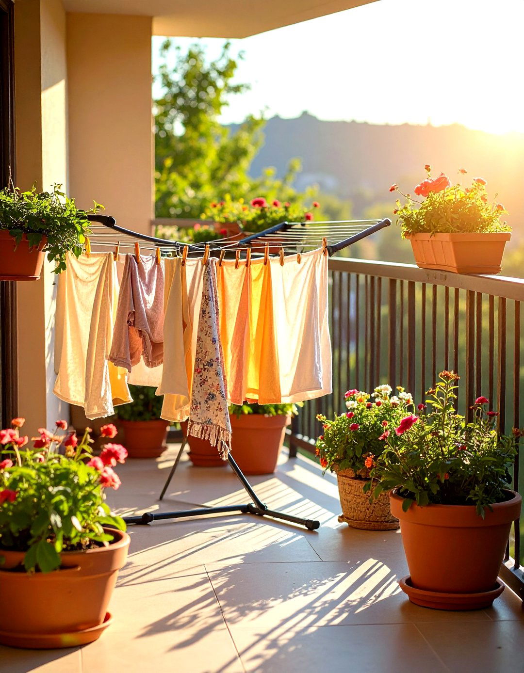 Balcony Railing Clothesline for Apartment Living - 25 outdoor clothesline ideas