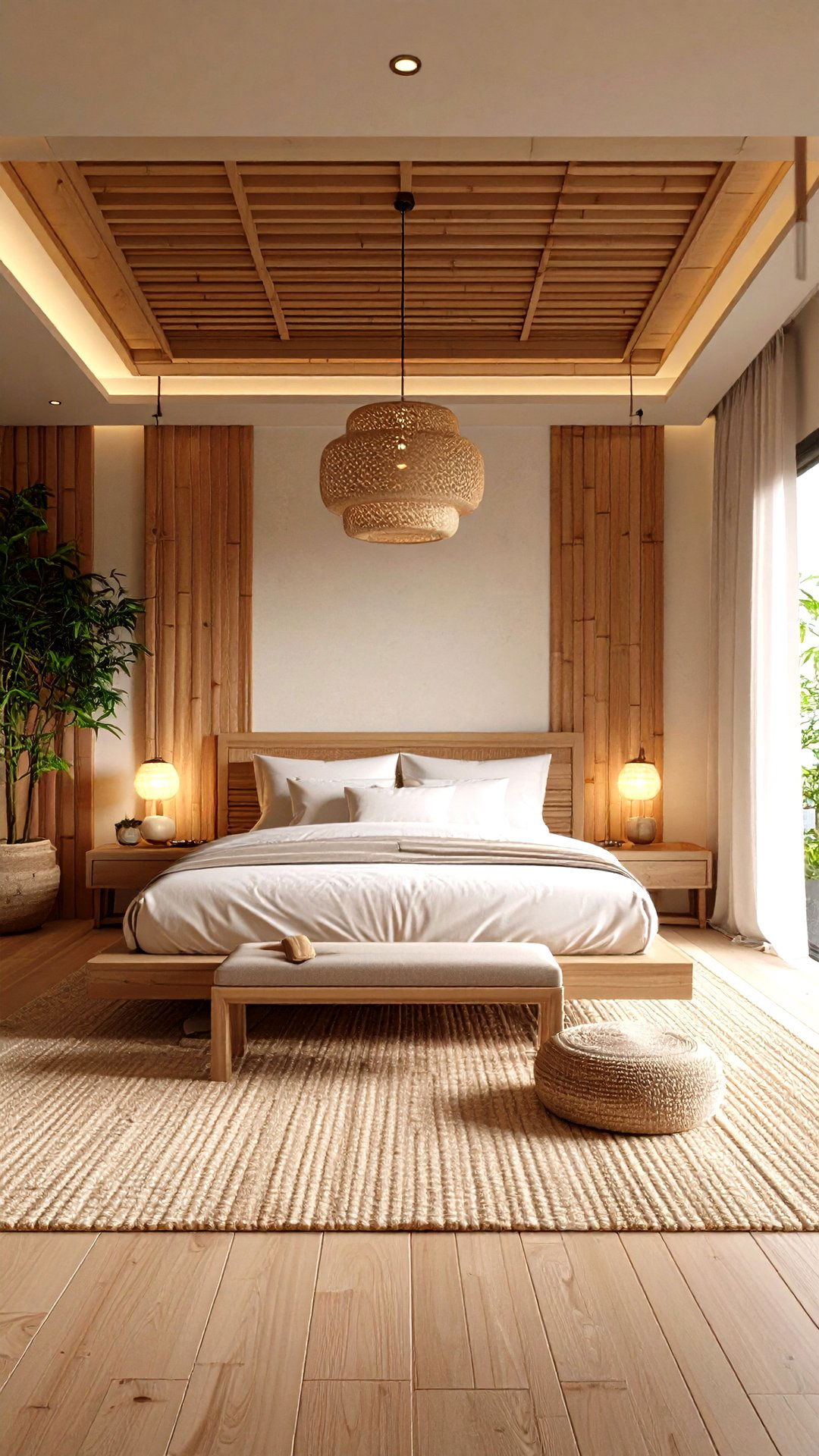 Bamboo Accent Walls in Asian Bedroom Design - 25 asian bedroom ideas