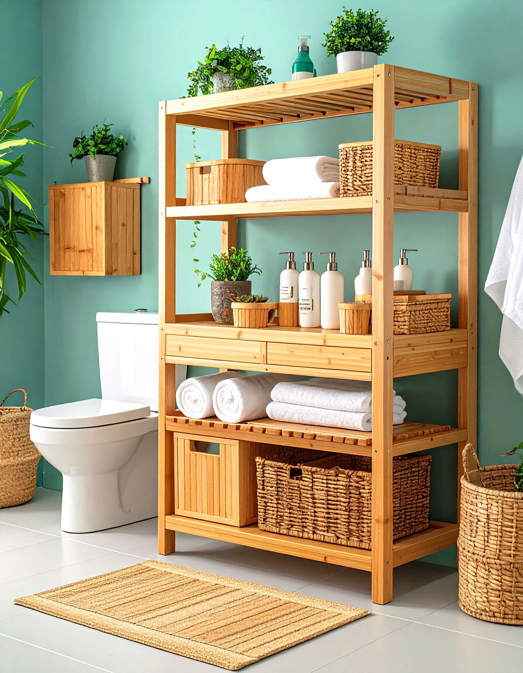 Bamboo Over Toilet Rack for Spa Vibes - 25 over toilet storage ideas