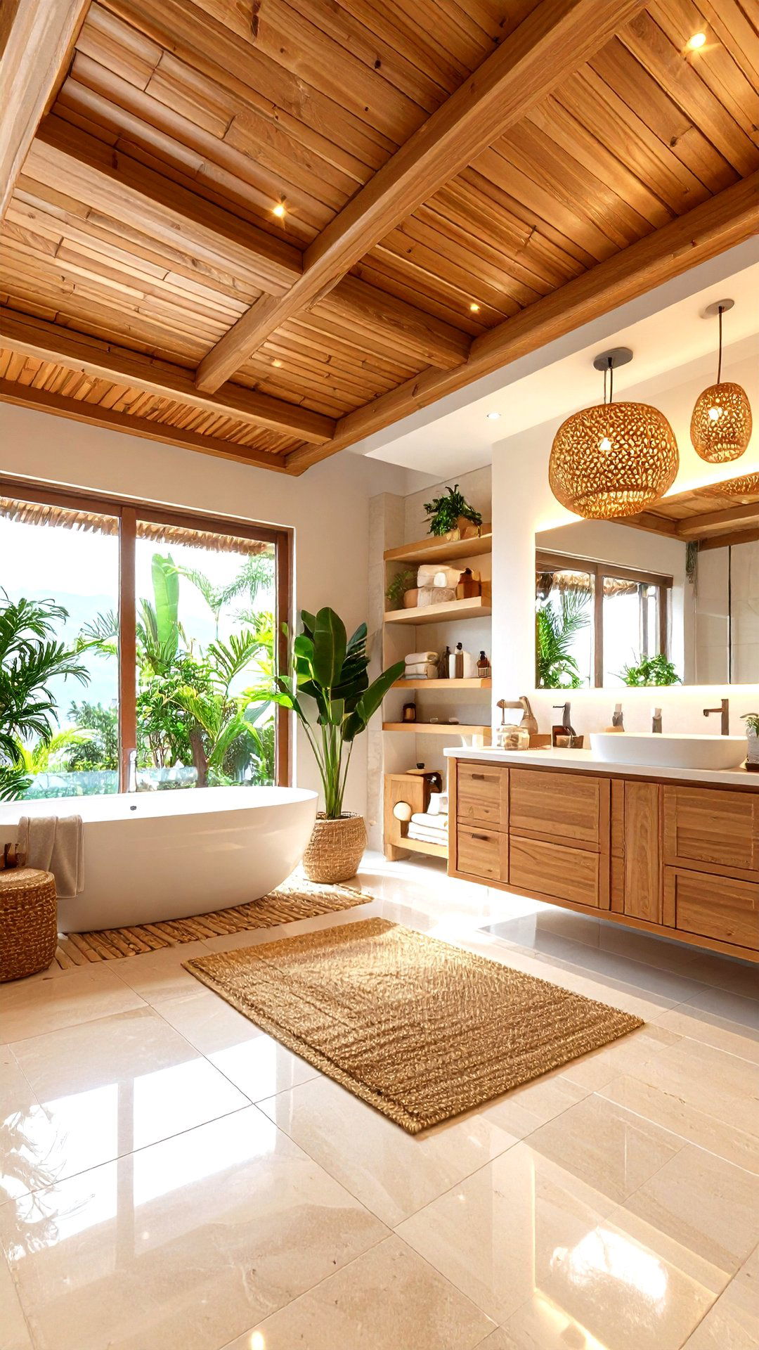 Bamboo Plank Accent Ceiling for Eco Appeal - 25 accent ceiling ideas