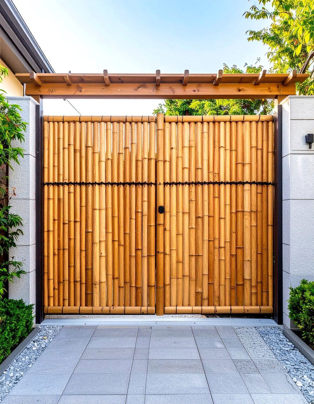 Bamboo Roll Up Sliding Fence Gate - 25 Fence Gate Ideas