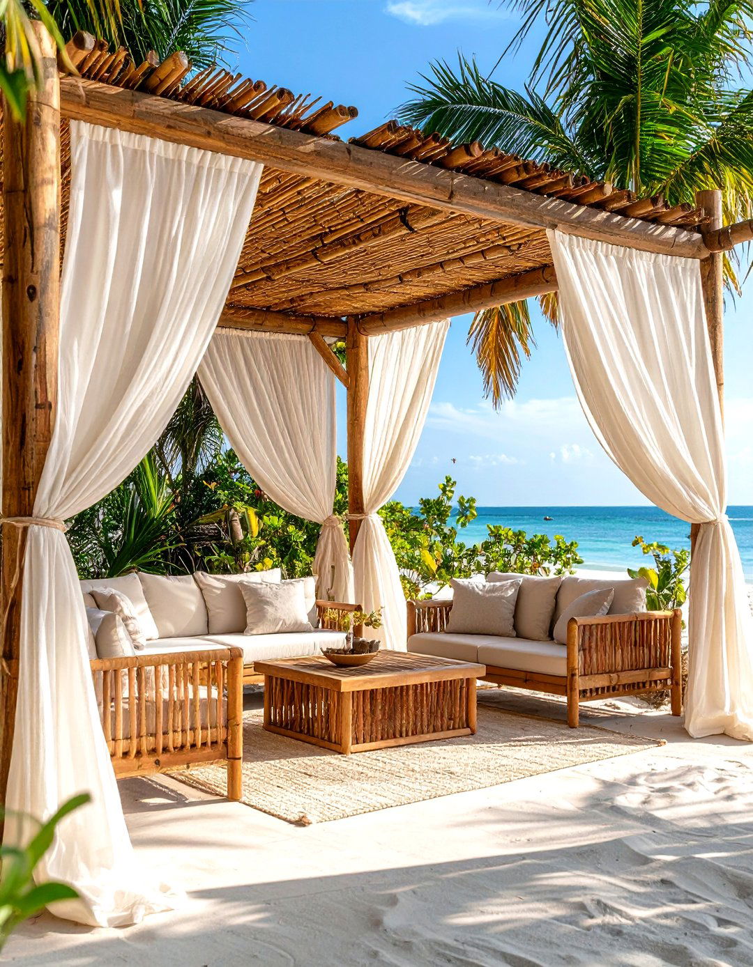 Bamboo Shade Layered Patio Curtains - 25 patio curtain ideas
