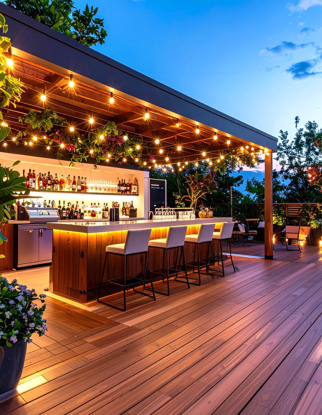 Bar and Dance Floor on a Deck Hybrid - 25 partially covered deck ideas