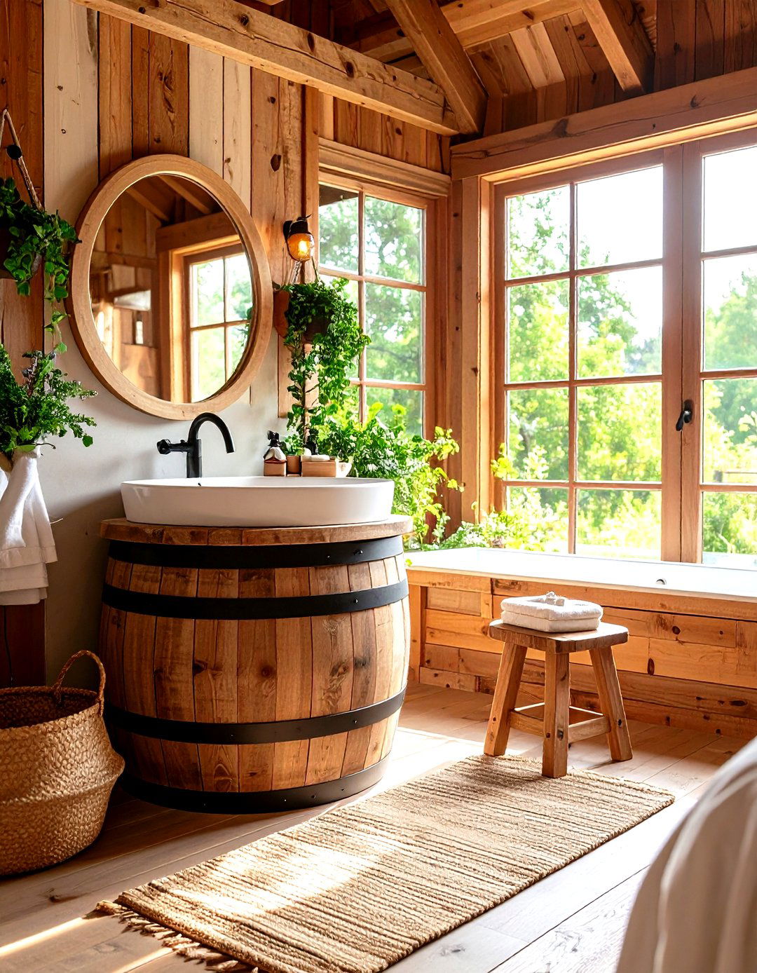 Barrel Sink Kids Corner Adds Fun to a Barndominium Bathroom - 25 barndominium bathroom ideas