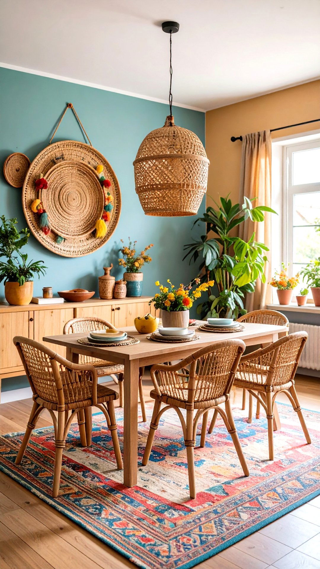 Baskets as Wall Art Add Texture to a Cottage Dining Room - 25 cottage dining room ideas