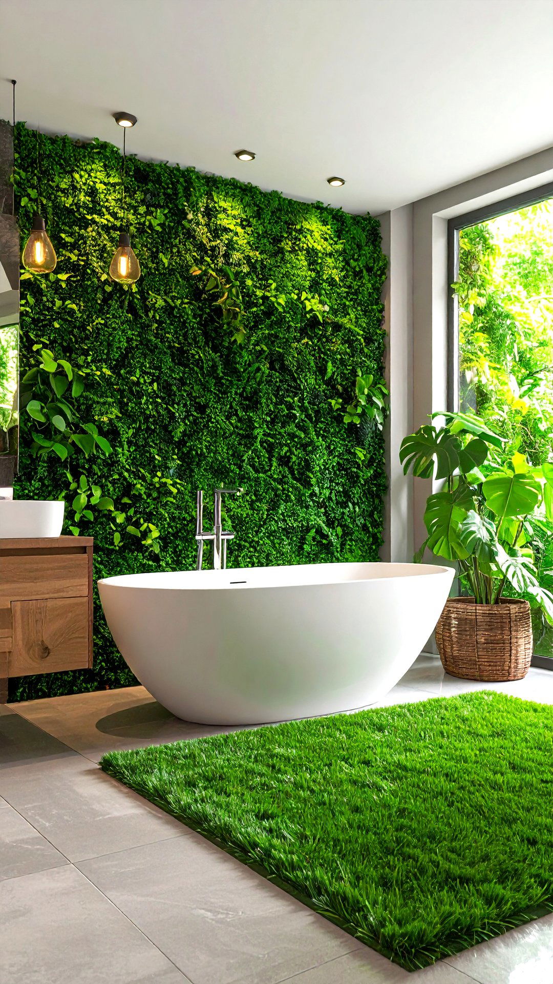 Bathroom Moisture Proof Grass Wall - 25 artificial grass wall design ideas