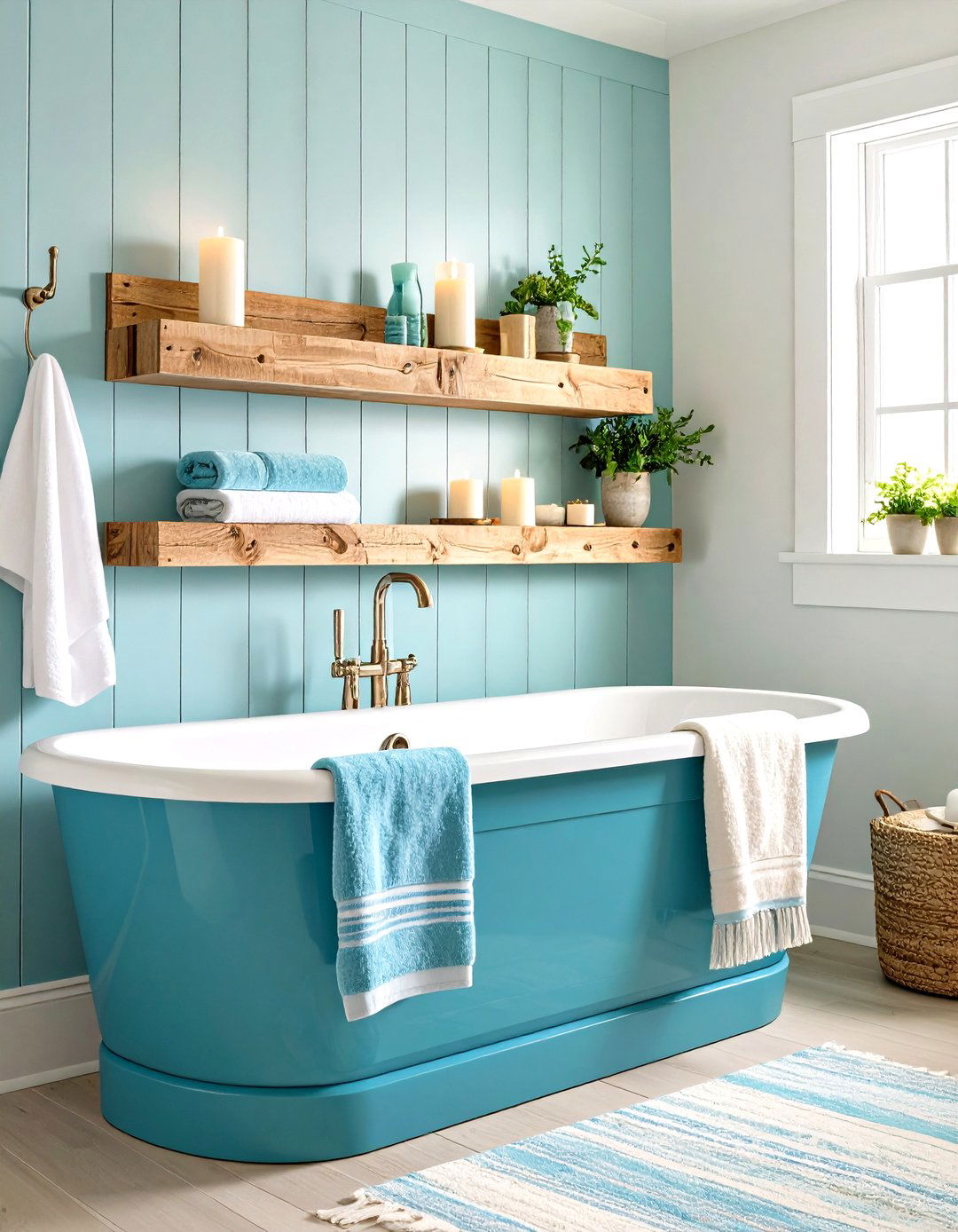 Bathroom Shelf and Towel Bar - 25 pallet furniture ideas