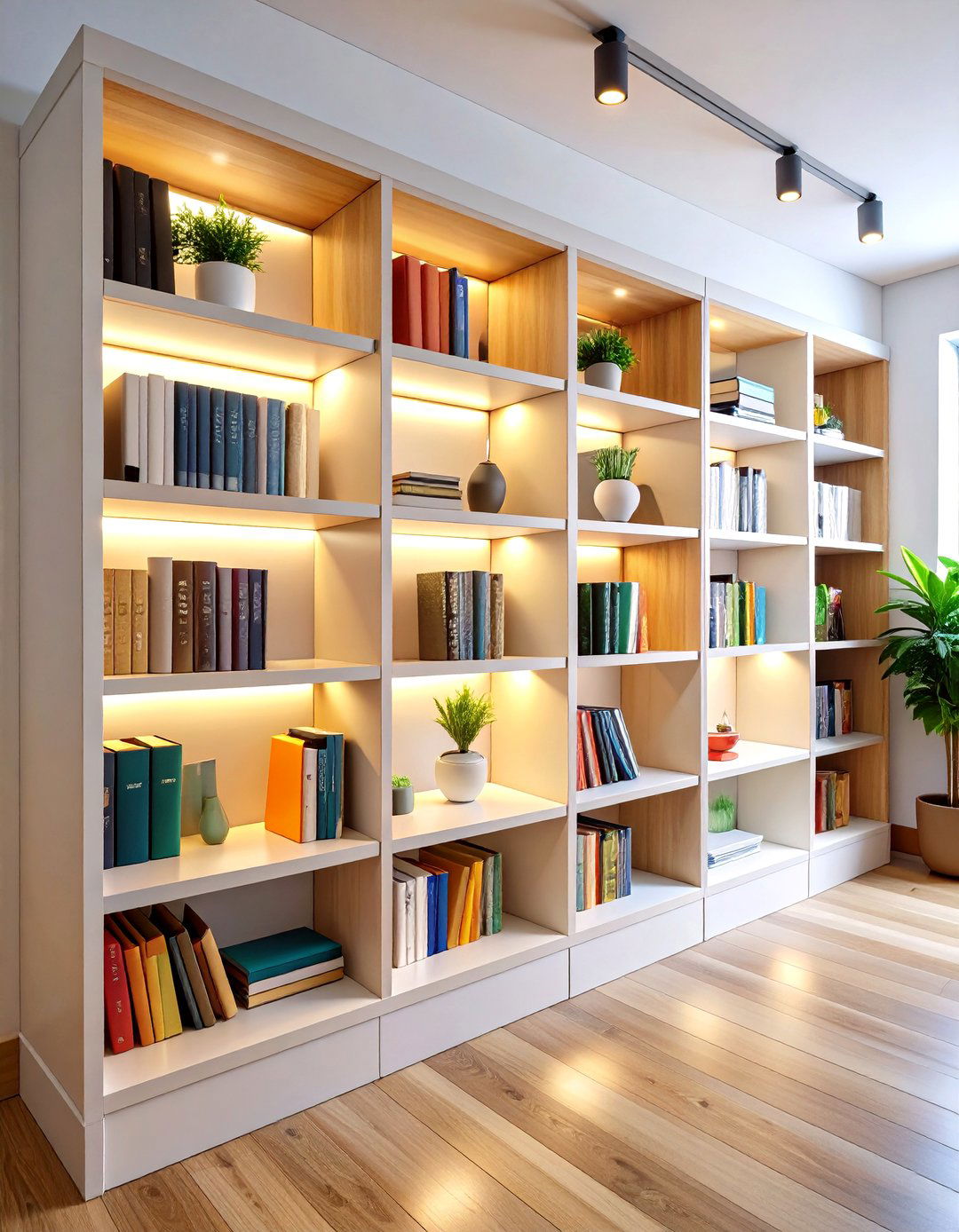 Battery Powered Stick On Spots Simplify Bookshelf Lighting - 25 bookshelf lighting ideas