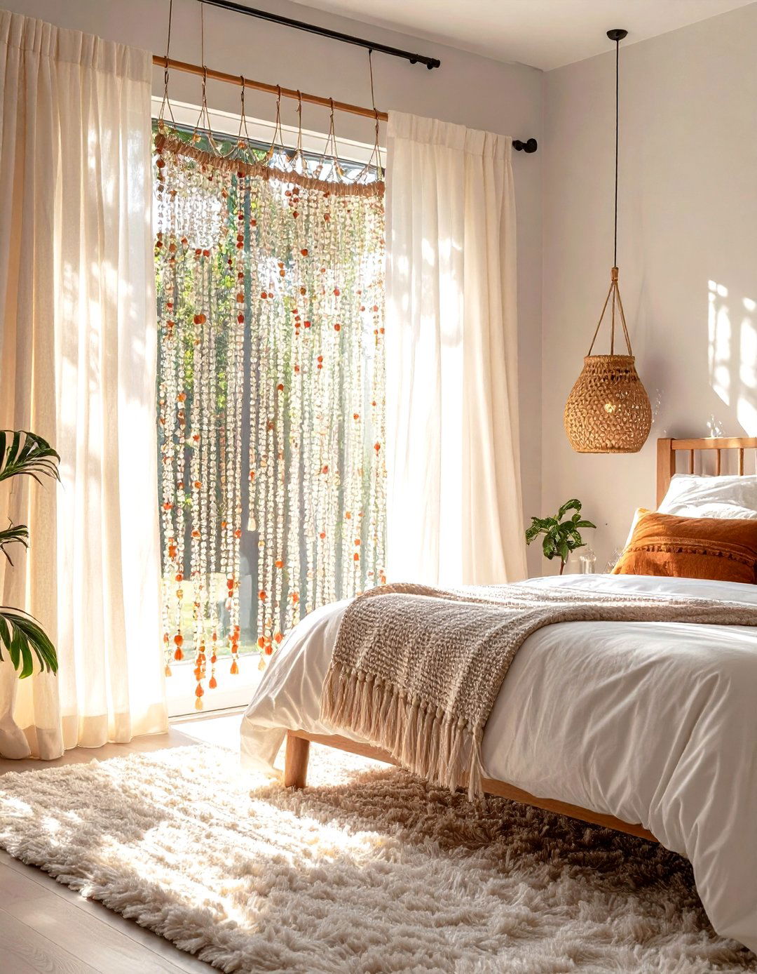 Beaded Curtain as Soft Divider - 25 70s bedroom decor ideas