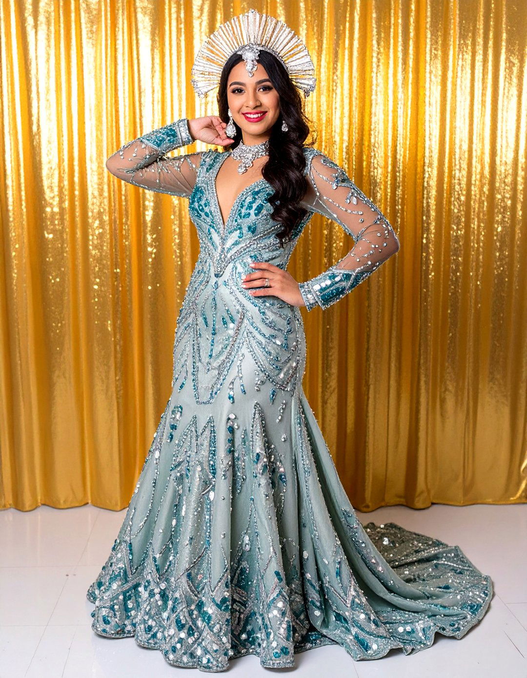 Beaded Gown and Deco Headpiece Capture Timeless Glamour - 25 art deco wedding ideas