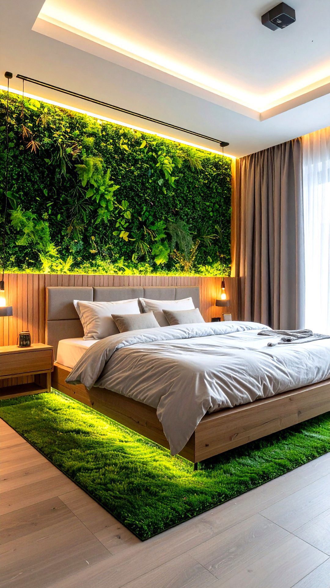 Bedroom Artificial Grass Wall Headboard Swap - 25 artificial grass wall design ideas