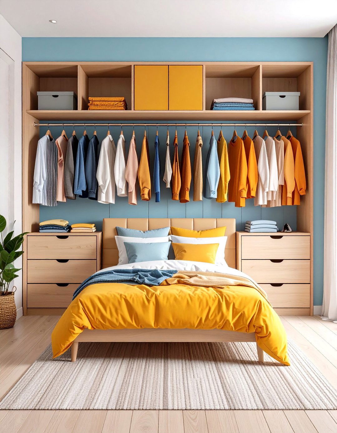 Behind Bed Partition Hides an Open Closet - 25 open closet ideas