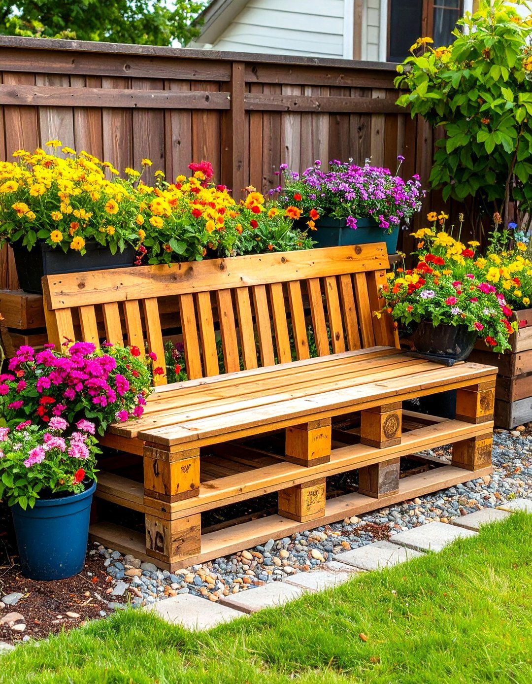 Bench and Planter Combo Pallet - 25 pallet garden ideas