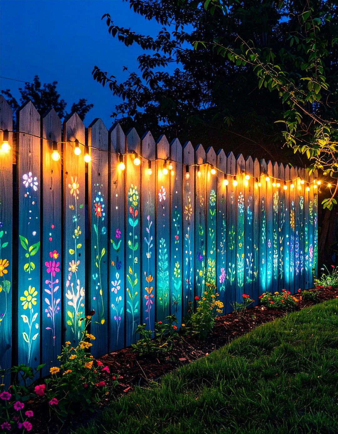 Bioluminescent Paint Plus LED Fence Lighting for Eco Fun - 25 fence lighting ideas
