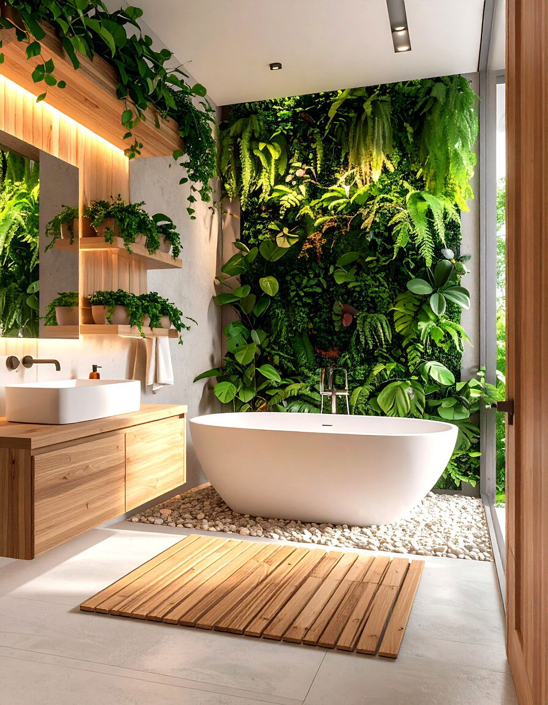 Biophilic Ensuite Bathroom with Living Green Wall - 25 ensuite bathroom ideas