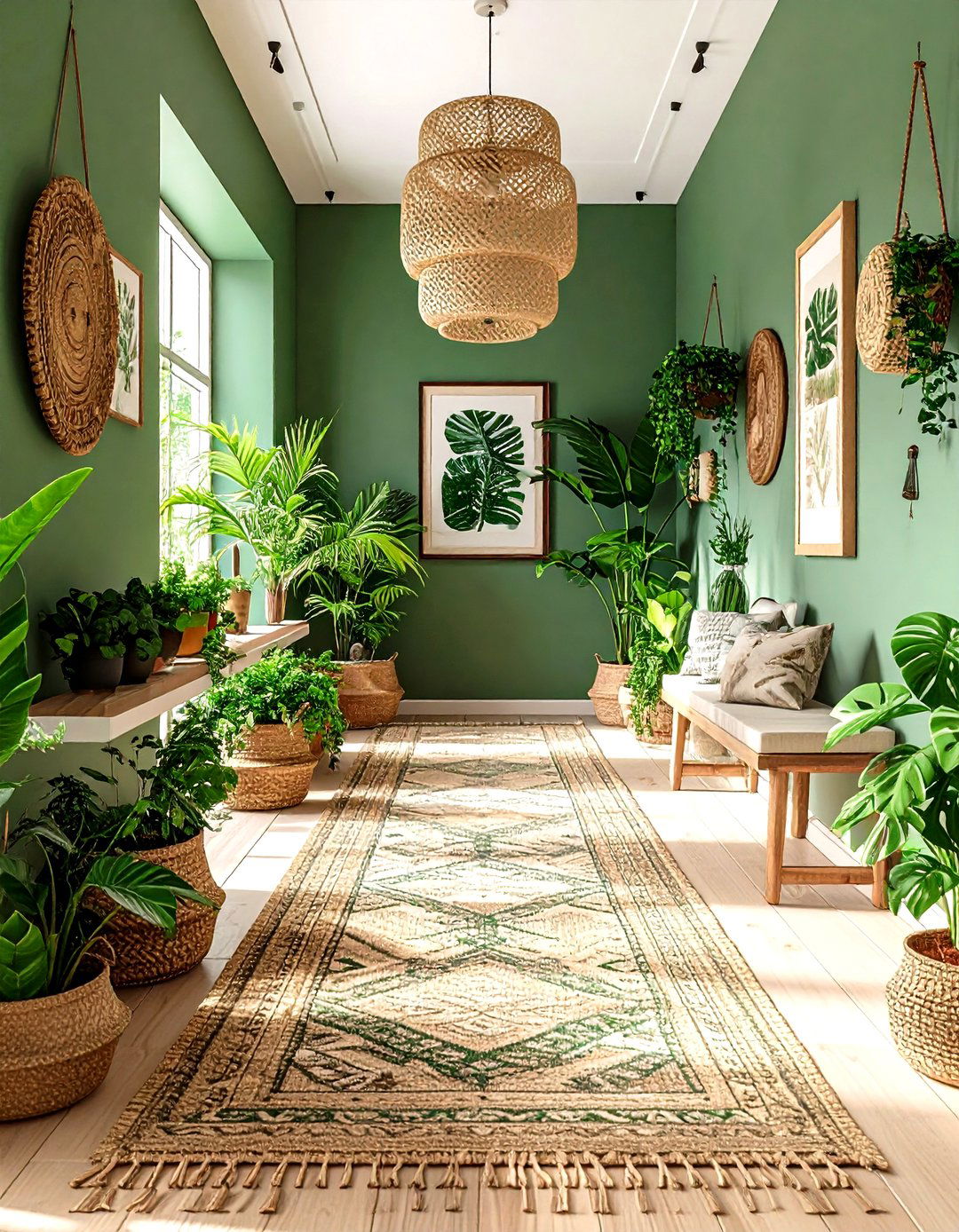 Biophilic Green Hallway Filled with Life - 25 green hallway ideas