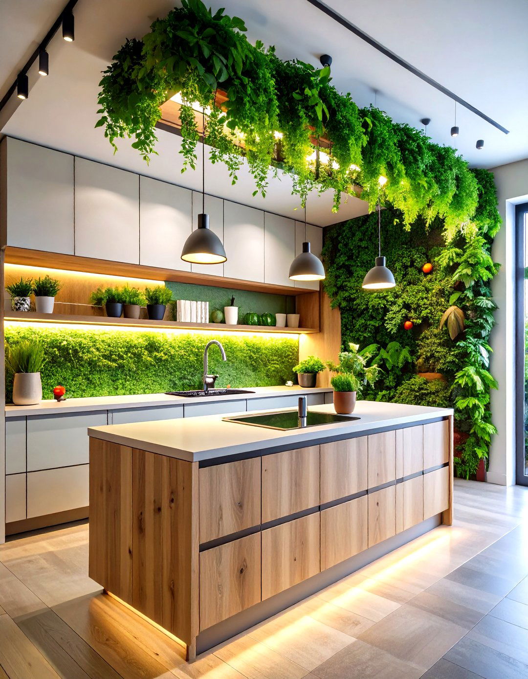 Biophilic Green Wall Office Kitchen - 25 office kitchen ideas