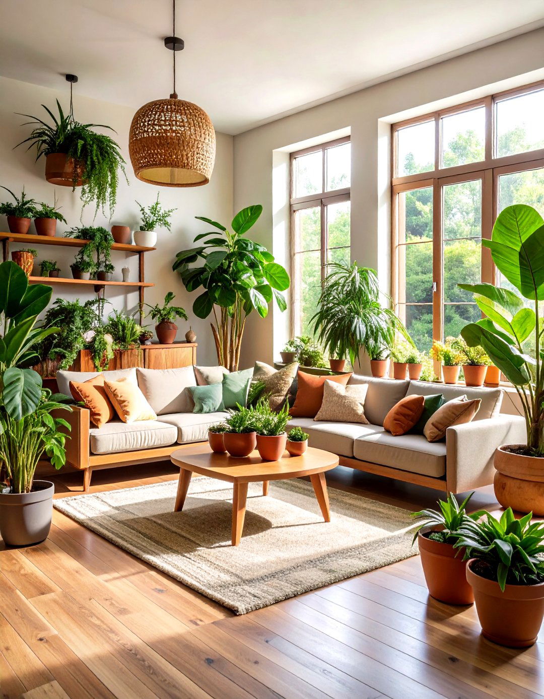 Biophilic Zen Room Teeming with Greenery - 25 Zen Room Ideas