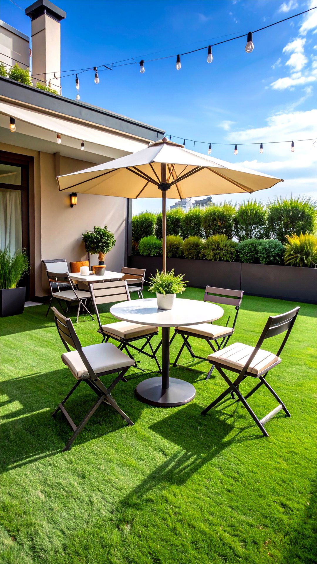 Bistro Brunch Corner with Artificial Grass Touch - 25 artificial grass balcony design