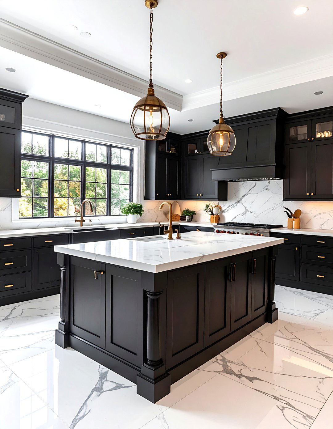 Black Beadboard Kitchen Cabinets with White Marble Countertops - 25 black kitchen cabinets with white countertops