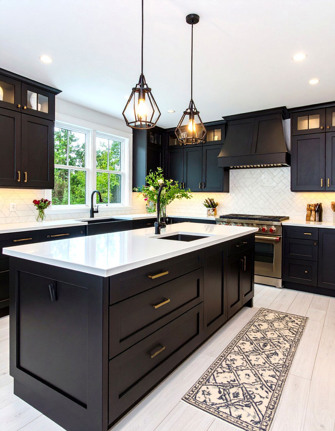 Black Cabinetry with White Countertops in Small Kitchens - 25 black kitchen cabinets with white countertops