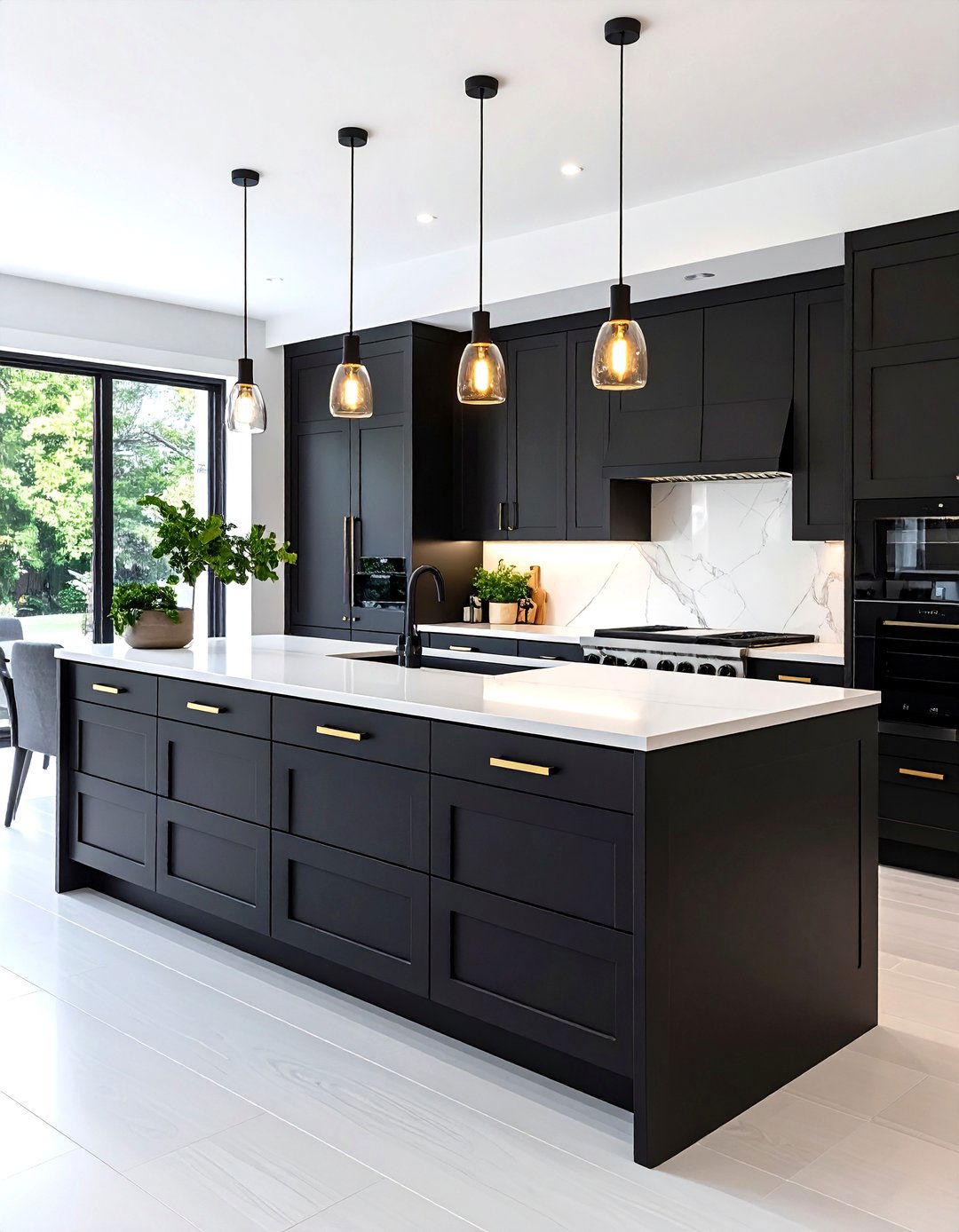 Black Cabinets White Counters and Tonal Hardware Trend - 25 black kitchen cabinets with white countertops